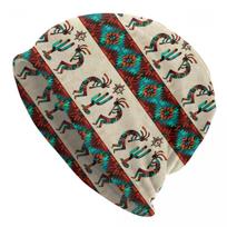 Custom Southwest Tribal Native American Kokopelli Bonnet Hat Knitted Hat Unisex Women Cool Unisex Warm Winter Beanies Cap Beanies Cap