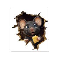 Yousheng 3D Mouse Hole Wall Decals Peel And Stick Decorative Wall Stickers Mouse Hole in The Wall Sticker with 3D Effect for Living Room Bedroom Wall D
