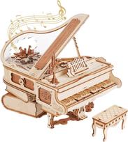 ROKR 3D Puzzle Piano Mechanical Music Box Automatic Playing Wooden 3D Wood Puzzle Craft Kit DIY Craft Assembly Model Movable Model Musical Instrument