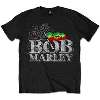 Bob Marley Distressed Logo T-Shirt Black New Unisex T-Shirt S įvairiaspalvis