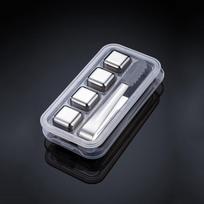 4/6/8 dalių viskio ledo kubelių rinkinys su silikoninėmis žnyplėmis ir ledo kubelių padėklais Nerūdijančio plieno ledo kubeliai, tinkami daugkartiniam naudojimui 4PCS