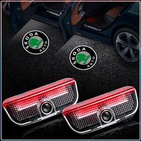 2Pcs Wireless Car Door Courtesy Lights Logo LED Welcome Shadow Projector Lamp For Skoda Octavia Fabia Kamiq Kapoq Kodiaq Rapid SCALA Superb 2Pcs