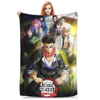 Demon Slayer Anime Throw Blanket for Couch Japanese Manga Soft Fuzzy Plush Blanket x Inches Multisize Bedspread All Season Size: 75*100cm, Weight: 230 GSM