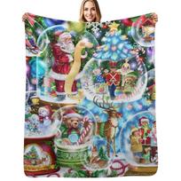 Christmas Snow Globes Throw Blanket Fade Resistant Durable Throw Blanket Size: 75*100cm, Weight: 230 GSM