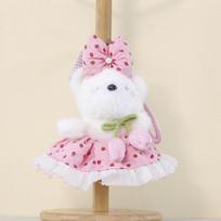 Plush Bear Keychain With Tulip Dress For Kids And Adults RosePinkBear