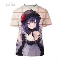 Anime personažų 3D spausdinti marškinėliai vyrams ir moterims, vasariniai Harajuku apvalios iškirptės kvėpuojantys trumparankoviai laisvalaikio marškinėliai S