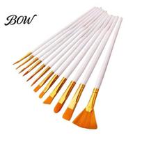 Easy to Clean Painting Tools 12PCS Paint Brush Set, Professional Nylon Hair Brushes, Good Set for Beginners Water Absorption Art Acrylic Watercolor balta