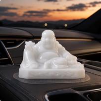 Maitreya Buddha Statue Jade Look Ornament Glossy White Car Dashboard for Tea Pet