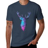 Watercolour Galaxy Stag Tshirt Soft Basic Cotton Short Sleeve Tee S