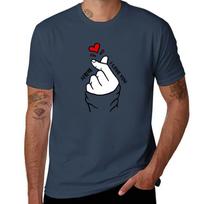 Finger Heart Shape Cute Asian Kpop Style Finger Shape Heart TShirt Big Size Crew Neck TShirt S