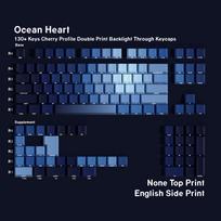Ocean Heart Keycaps Dye-Sub PBT Side Light Cherry Profile Spanish Arabic French German Russian For Mechanical Keyboard Rainy 75