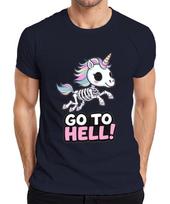 Skeleton Unicorn Go To Hell Pastel Rainbow Unisexe Gothic Unisexs Tshirt S