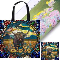Canvas Handbag Large Capacity Cross Stitch Clutch Bag Soft Underarm Bag Animal Simple Female Commuter Handbag for Office Travel