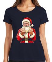 Naughty Santa Claus Middle Finger Sarcastic Funny Gift Ladies TShirt S