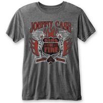 Grey Johnny Cash Ring Of Fire Unisexs Tshirt L