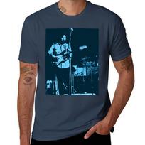 Jerry Garcia on Stage c1971 in Blue TShirt Casual Holiday Short Sleeve Tee S