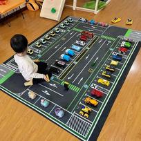 Sudėtingas lenktynių trasos kilimas vaikams, daugiaslenkis automobilio žaidimų kilimėlis, vaikų žaidimų kambario, edukacinis eismo kilimas 40x60cm