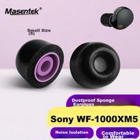 Masentek Ear Tips for Sony WF-1000XM5 Noise Cancelling Bluetooth Earbuds 3/4, Memory Foam Original Accessories Set, In-Ear Silicone Tips, Small Black