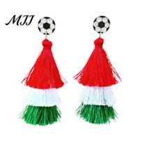 Soft Tassel Earrings 1 Pair Drop Sports-Themed Baseball Football Basketball Style Lightweight Sports Themed Accessories Layered Tassels Red B