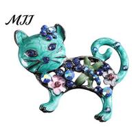 Cat Jewelry Women Brooch Sparkling Rhinestones Inlaid Cartoon Shape Suit Lapel Pin Sweaters Collars Hats Bags Coats Scarves Badge Versatile Accessory mėlyna