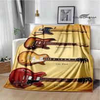 Gibsono gitaros logotipo atspaudas, šildantis flanšo formos pledas, pikniko pledas, kelioninis pledas, lovos įklotai, gimtadienio dovana 100x150cm