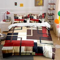 Geometric Abstract Red and Brown Bedding Set Bedding set (1 duvet cover, 2 pillowcases, duvet not included) 135x200cm