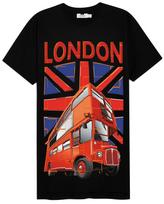 London Union Jack Route Master bus black unisex t shirt UK DTG XL