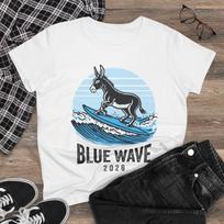 Donkey Surfing Blue Wave 2026 women's t-shirt, Midterm Elections, Democratic Victory, Progressive Gift L