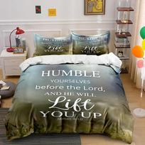 Christian Quote Bedding Set – Humble Yourselves Bedding set (1 duvet cover, 2 pillowcases, duvet not included) 135x200cm
