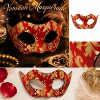 Masquerade Half Face for Party Stage Performance One Size raudona