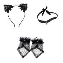 Women's Sexy Girl Halloween Costume Set with Headband Choker and Wrist Cuffs (Model 399) One Size