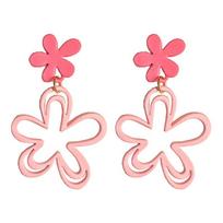 925 Silver Needle Korean Fashion Pink Flower Drop Earrings For Women Jewelry Trending New Women's French Blue Earrings Gift