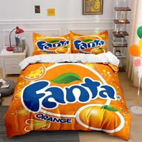 Fanta Orange Logo Printed Bedding Set Bedding set (1 duvet cover, 2 pillowcases, duvet not included) 135x200cm