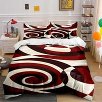 Abstract Red and White Swirl Bedding Set Bedding set (1 duvet cover, 2 pillowcases, duvet not included) 135x200cm