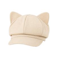 Adjustable Beret Cap Leopard Print Painter Hat Fashion Cat Ear Hat  For Women chaki