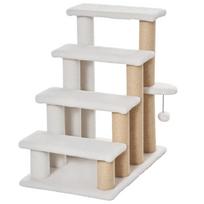 Pet Stair with 4-step Climb Ladder, Scratching Posts, Platforms, Toy Ball, for Indoor Elderly Cats Kittens, White 60 x 40 x 64 cm balta