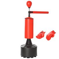 155-205cm 3-IN-1 Freestanding Boxing Punching Bag Stand, Boxing Speed Trainer with Rotating Flexible Arm, Speed Ball, Fillable Base, Red 88 x 48 x 205 cm