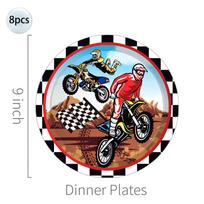 Dirt Bike Motorcycle Theme Disposable Tableware Banner Balloon Cake Decor Boys Motorbike Race Birthday Party Decoration Supplies