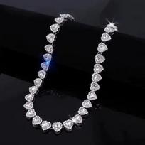 45CM New Hip Hop Tennis Chain Bracelet Necklace Shiny Heart Rhinestone CZ Fashion Rock Party Jewelry 45cm black