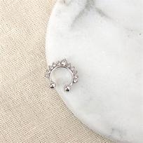 A Dual-purpose Ear Clips&Nose Rings for Women Crystal Crown Shape Luxury Wedding Jewelry Non Piercings Tiny Decoration