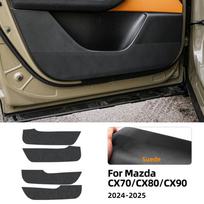 Anti-Kick Suede Door Pad Trim for Mazda CX-70 CX-80 CX-90 2024 2025 Interior Moulding LHD RHD Suede juoda