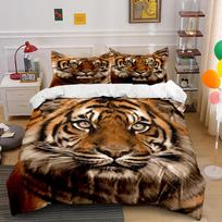 Realistic Tiger Face Print Bedding Set Bedding set (1 duvet cover, 2 pillowcases, duvet not included) 135x200cm