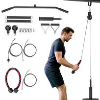 Fitness Lat Pulldown Gym Fitness Equipment Cable Pulley System Arm Strength Training for Home 98 x 2.5 x 200 cm juoda
