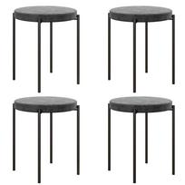 Kitchen Stool 4-Piece Set, Stackable, Velvet Look, up to 100kg, Steel Frame, 41.5 x 41.5 x 46 cm, Dark Grey 41.5 x 41.5 x 46 cm tamsiai pilka spalva