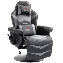 Gaming Chair, massage function, reclining backrest, footrest, up to 120 kg, steel frame, faux leather, Grey 78 x 82.5 x 111.5 cm
