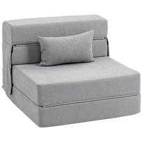 Grindų sofa, Minkšta sofa, Keičiama į čiužinį, Putplastis, Pagalvė, Šviesiai pilka 210 x 80 x 15 cm šviesiai pilka spalva