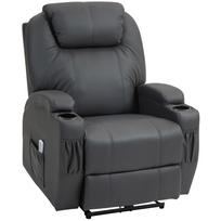 Massage Chair, Electrically Adjustable, 8 Vibration Points, Cup Holder, Faux Leather, Dark Gray 82 x 97 x 110 cm tamsiai pilka spalva