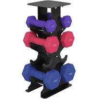 Dumbbell Set 3 Pairs of Dumbbells with Storage Stand Non-Slip Grip, 1-5 kg Hexagon 21 x 14 x 42 cm