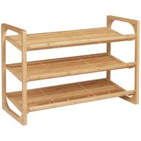 Shoe Rack for 9 Pairs of Shoes, 3 Tiers, Raised Edges, Bamboo Wood, 76 x 33 x 51 cm 76 x 33 x 51 cm