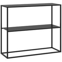Konsolės stalas, Komoda, 2 lentynos, Milteliais dengtas plienas, 90 x 30 x 75cm, Juodas 90 x 30 x 75 cm juoda